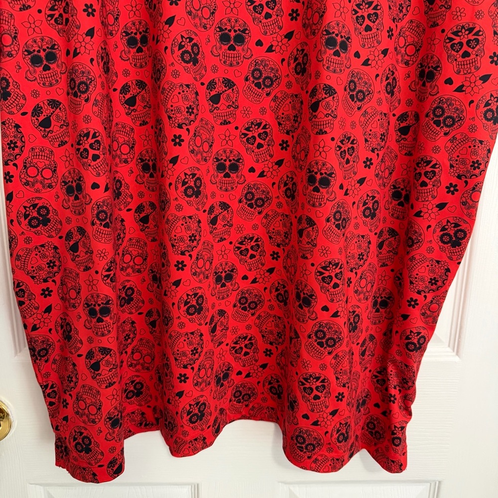KaiPar Polo Shirt Mens 3XL Red Skull Print Stretch Golf Performance Halloween - Picture 3 of 9